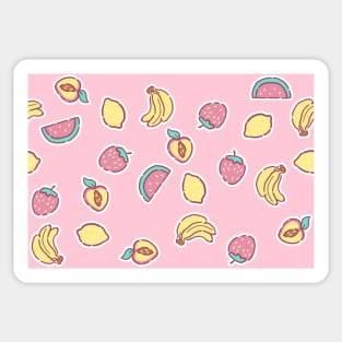 Pastel Mini Fruit on Pink Sticker